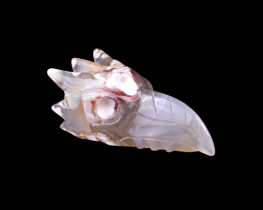 3.5" Sakura Agate Hand Carved Phoenix Skull