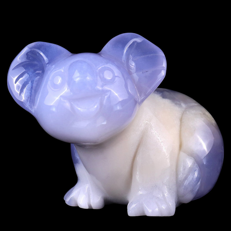 3.7" Blue Chalcedony Hand Carved Crystal Koala