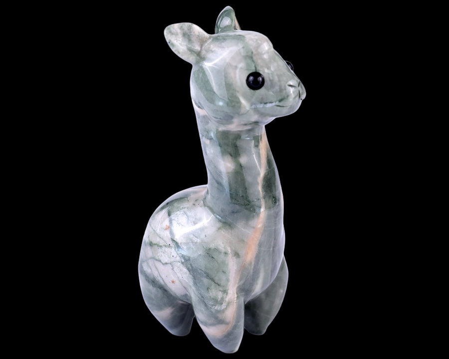 3.7" Nine Dragon Jade Hand Carved Crystal Alpaca | No.052