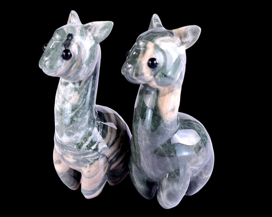 3.7" Nine Dragon Jade Hand Carved Crystal Alpaca | No.100