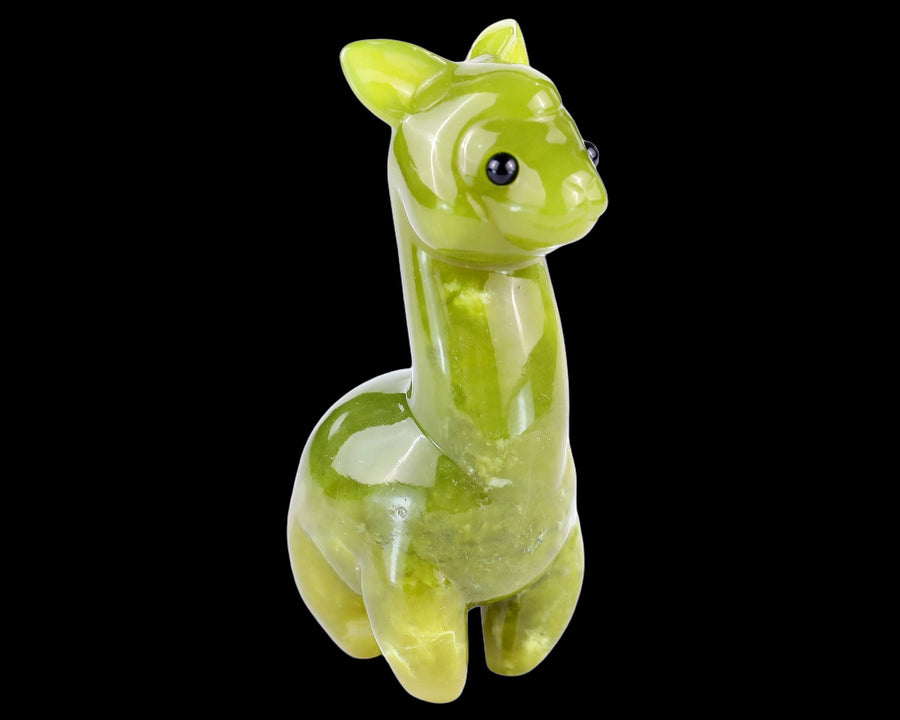 3.7" Serpentine Hand Carved Crystal Alpaca