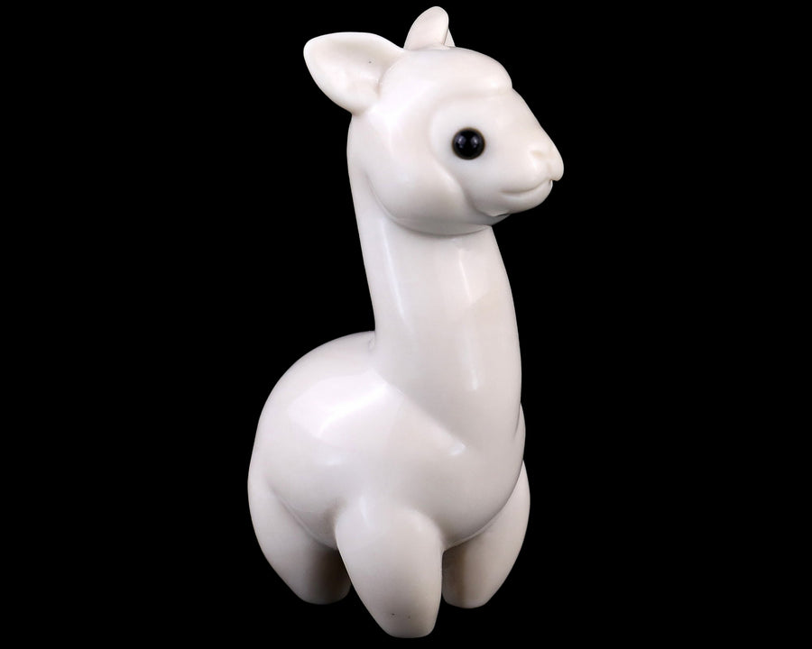 3.7" White Jade Hand Carved Crystal Alpaca