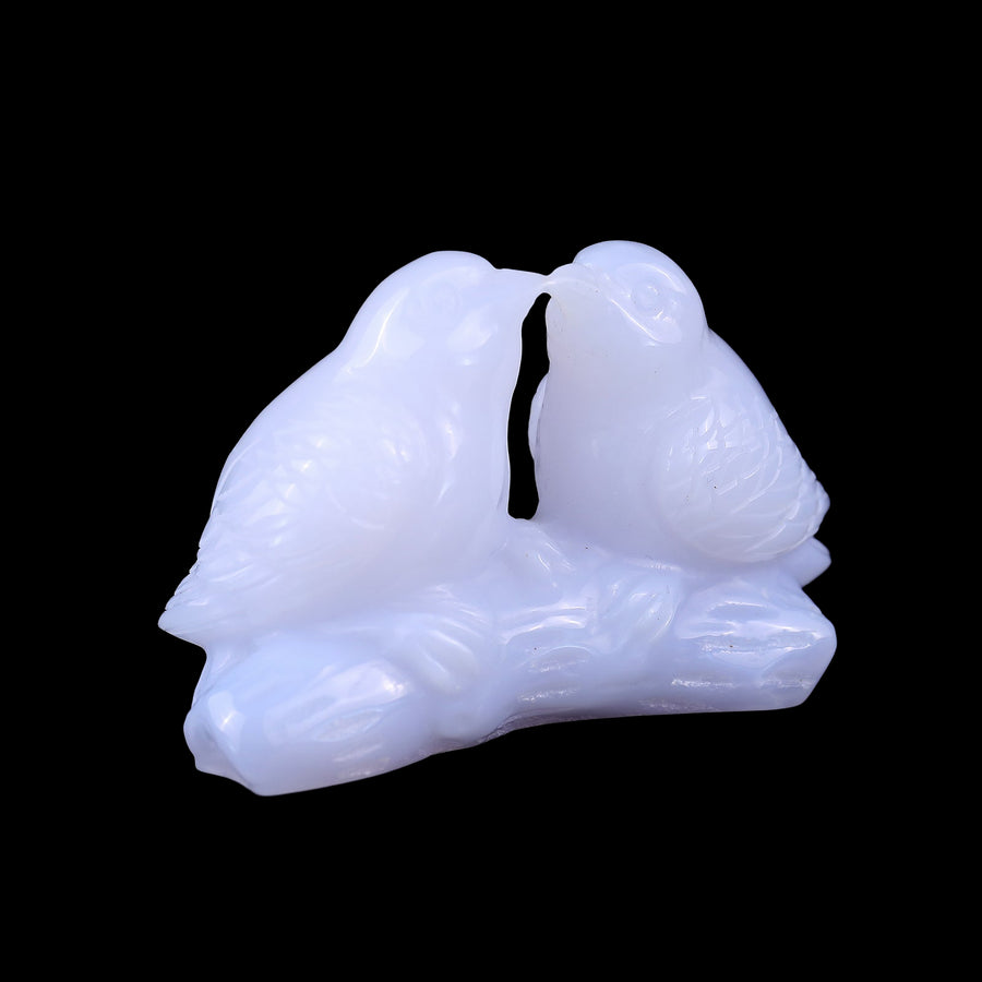 3.9" Blue Chalcedony Hand Carved Crystal Birds