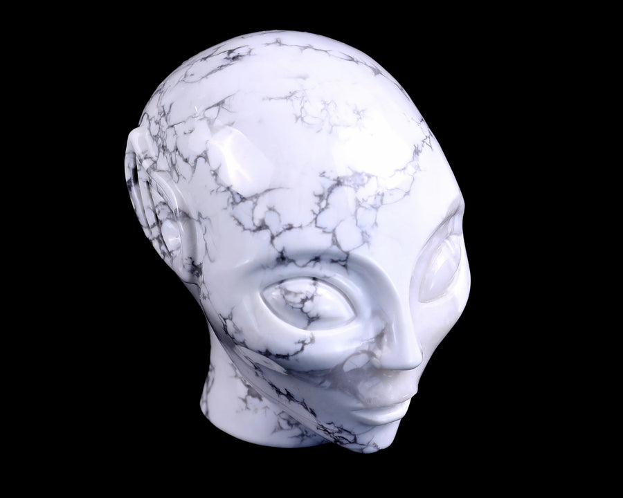 3.9" Howlite Hand Carved Crystal Elf Alien