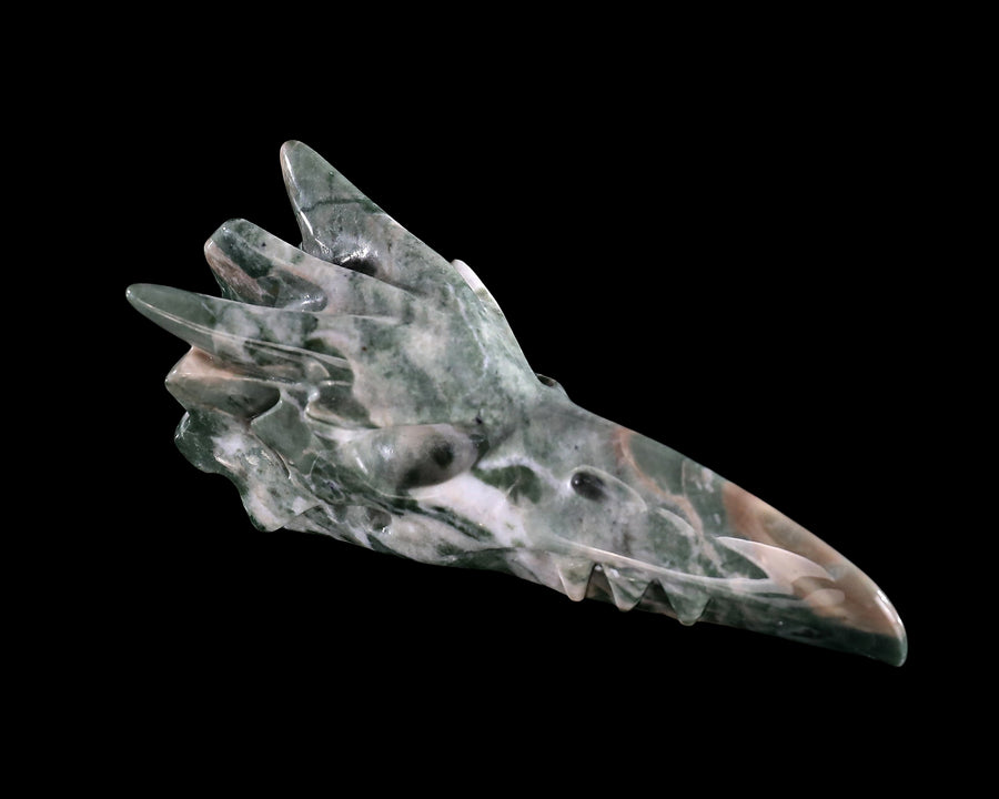 3.5" Nine Dragon Jade Hand Carved Phoenix Skull