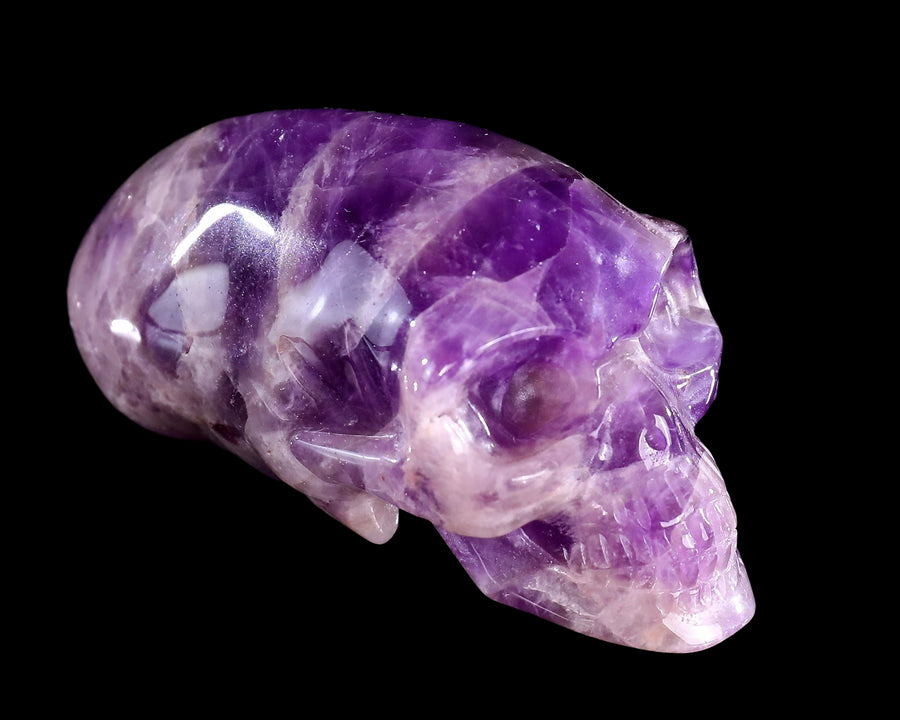 3.9" Amethyst Hand Carved Elongated Mayan Alien Skull