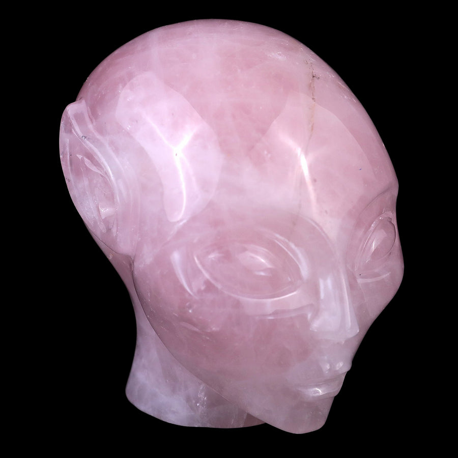 3.9" Rose Quartz Hand Carved Crystal Elf Alien