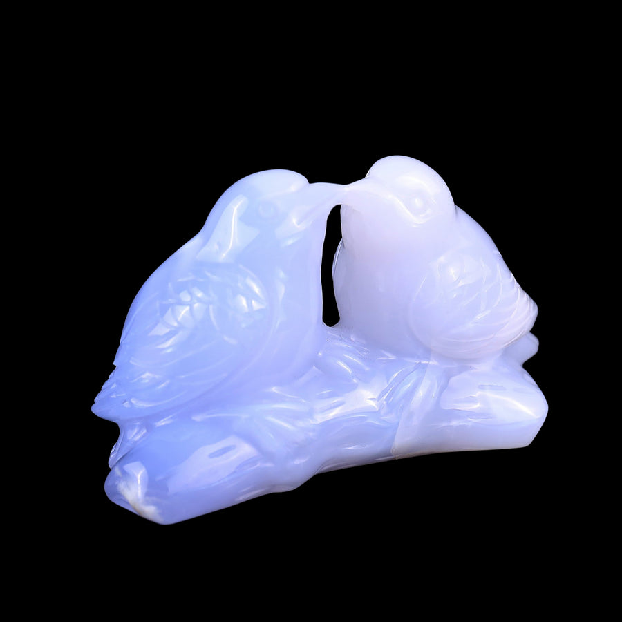 4.0" Blue Chalcedony Hand Carved Crystal Birds