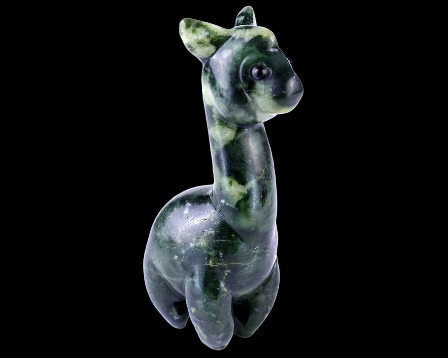 4.0" Serpentine Hand Carved Crystal Alpaca