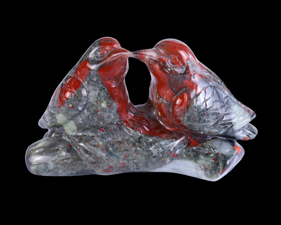 4.1" Blood Stone Hand Carved Crystal Birds