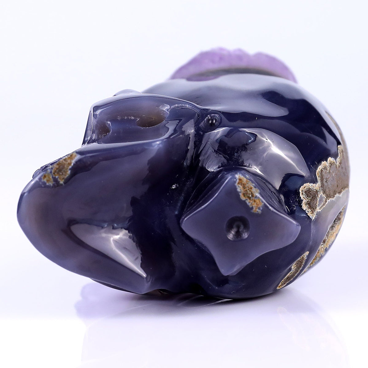 Kindred Vein 4.1" Amethyst Druse Agate Hand Carved Skull Sculpture (SKU: 2100040) - Photo 6