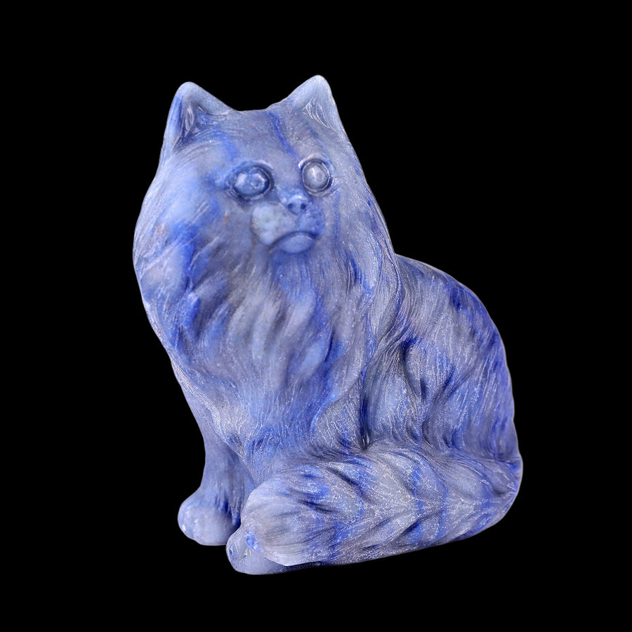 4.1" Blue Aventurine Hand Carved Persian Cat
