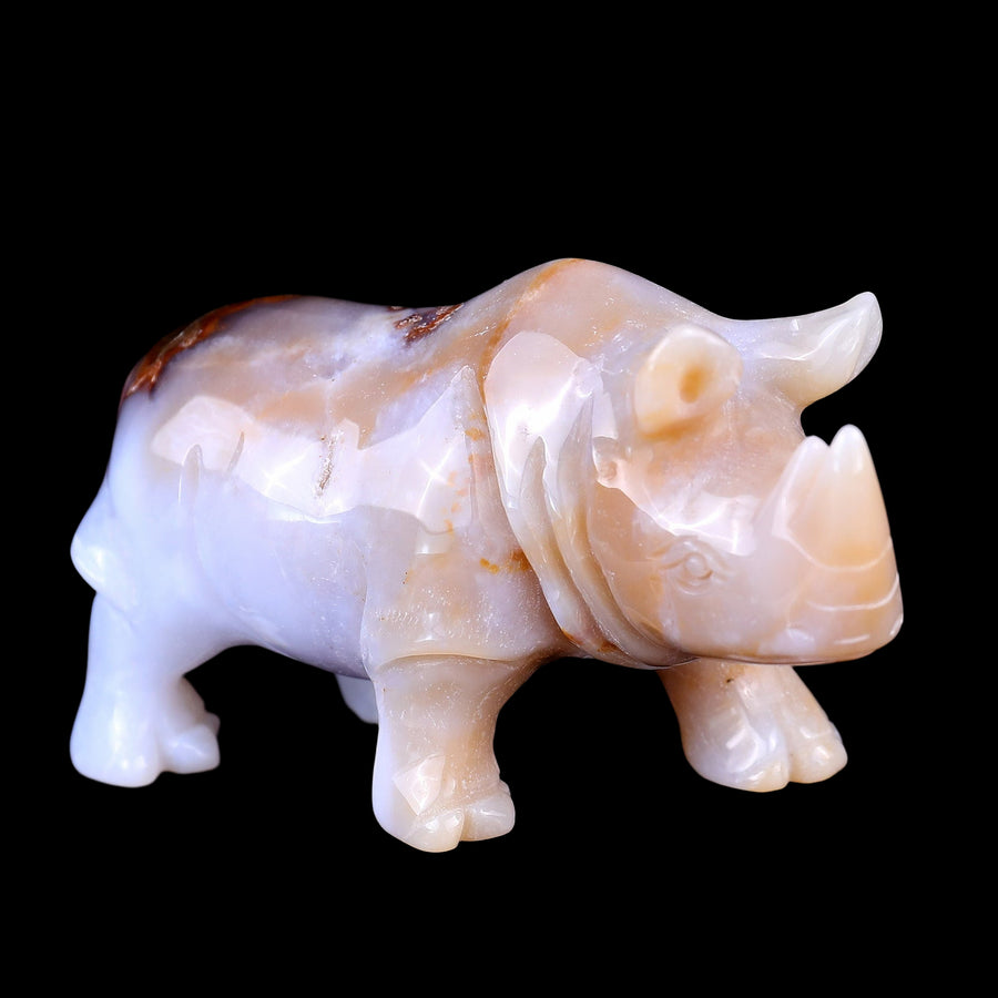 4.1" Blue Chalcedony Hand Carved Rhinoceros