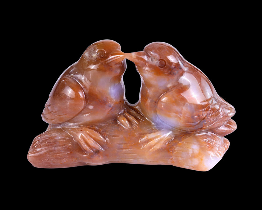 4.1" Chalcedony Hand Carved Crystal Birds