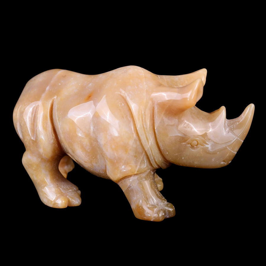 4.1" Chalcedony Hand Carved Crystal Rhinoceros