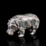 4.1" Nine Dragon Jade Hand Carved Crystal Hippo | No.079