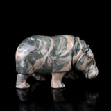 4.1" Nine Dragon Jade Hand Carved Crystal Hippo | No.079