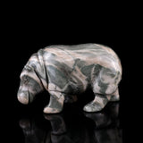 4.1" Nine Dragon Jade Hand Carved Crystal Hippo | No.079