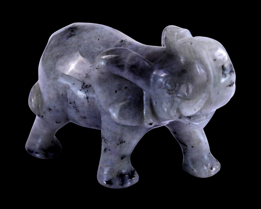 4.1" Labradorite Hand Carved Crystal Elephant
