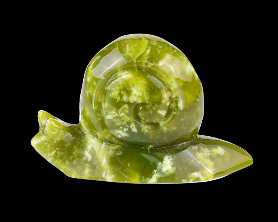 4.1" Serpentine Hand Carved Crystal Snail