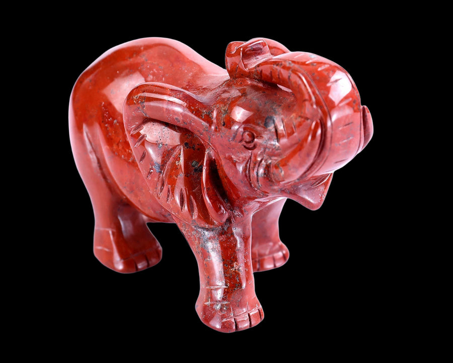 4.1" Red Jasper Hand Carved Crystal Elephant