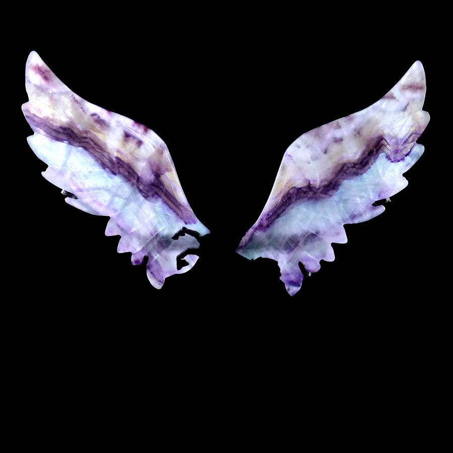 4.3" Fluorite Hand Carved Crystal Unicorn Wings