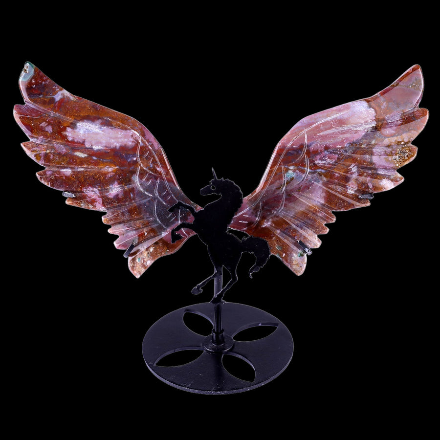 5.0" Indian Agate Hand Carved Unicorn Wings