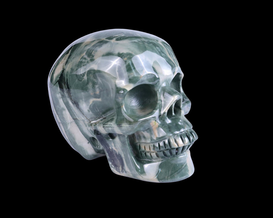 4.5" Nine Dragon Jade Hand Carved Realistic Skull