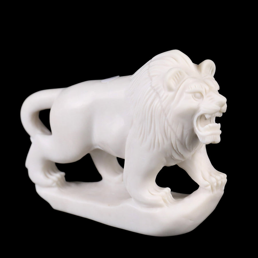 4.3" White Jade Hand Carved Crystal Lion