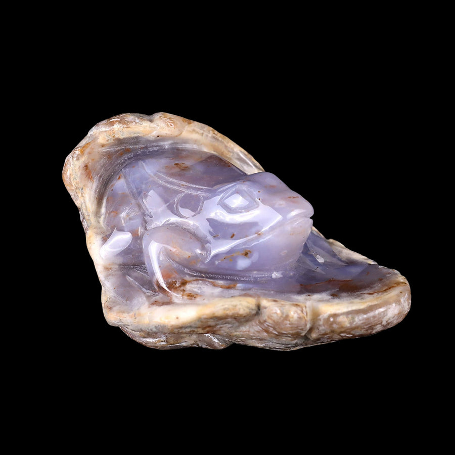 4.4" Blue Chalcedony Hand Carved Crystal Frog
