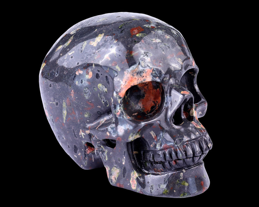 4.4" Plum Blossom Jade Hand Carved Crystal Realistic Skull