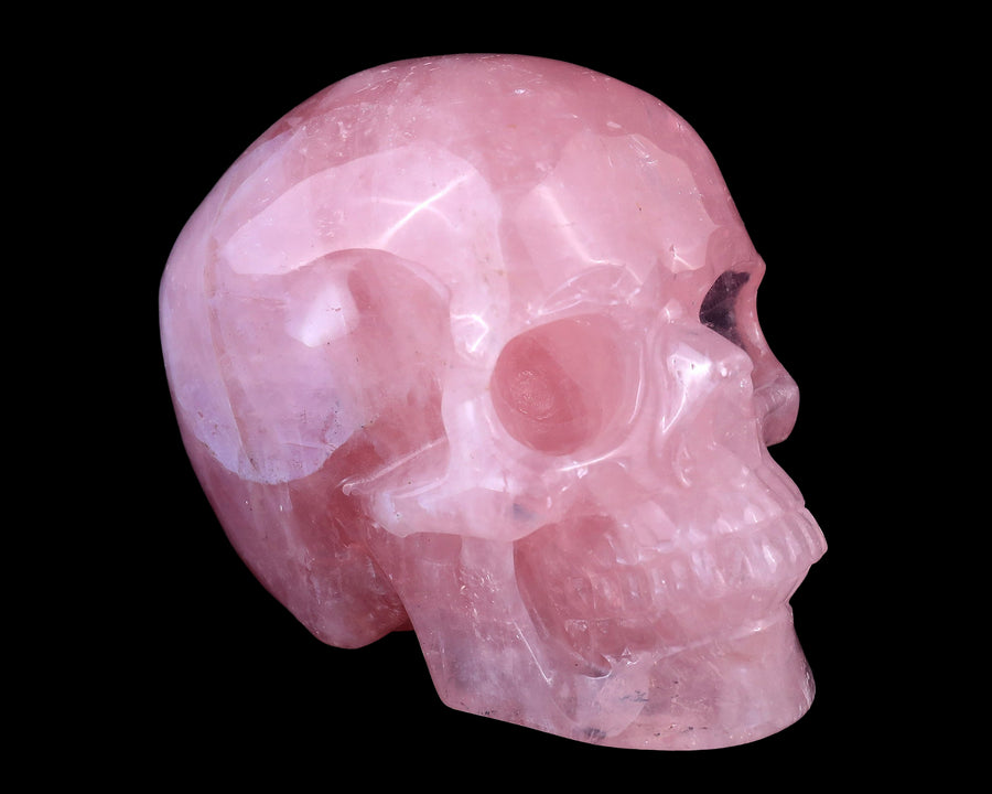 4.4" Rose Quartz Hand Carved Realistic Skull
