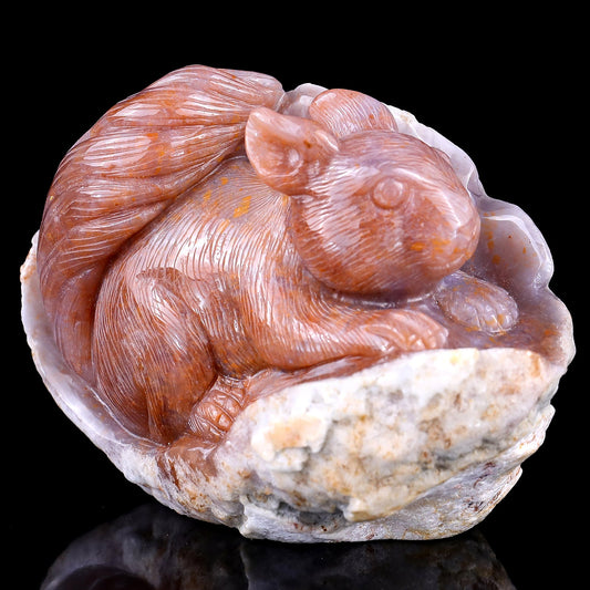 Kindred Vein 4.6" Chalcedony Hand Carved Crystal Squirrel Sculpture (SKU: 2100177) - Photo 1