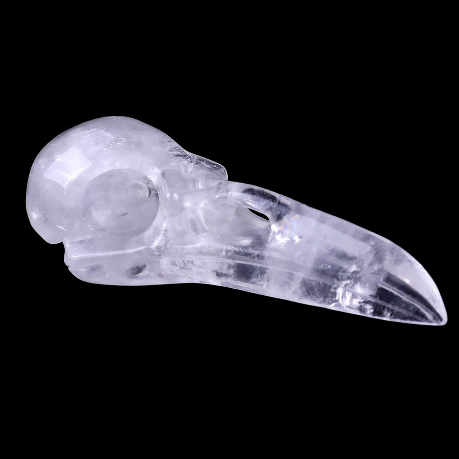 5.0" Angolan Quartz Hand Carved Raven Skull