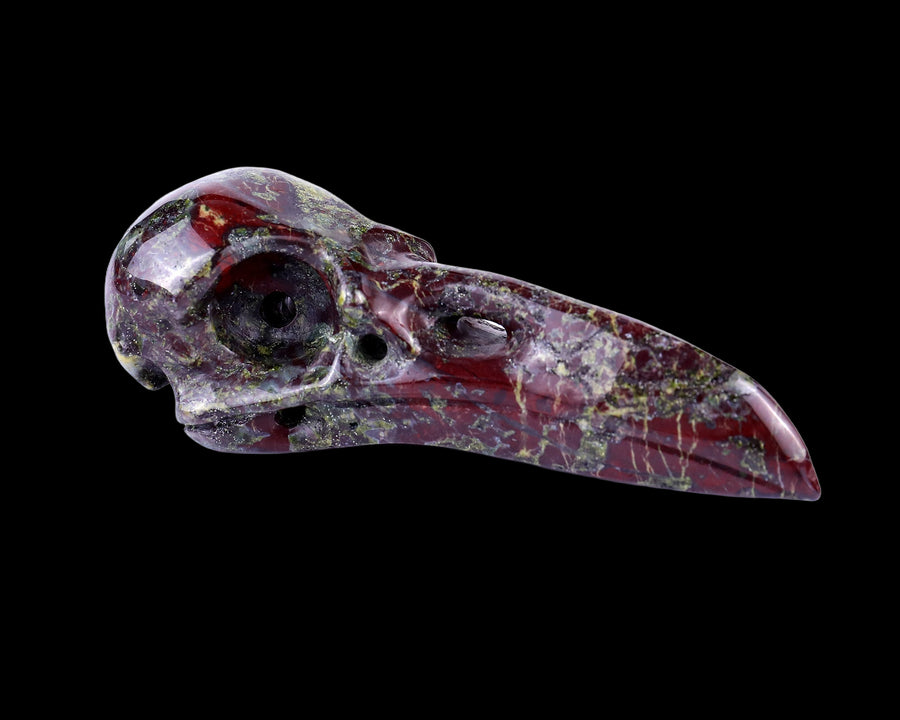 5.0" Dragon Blood Jasper Hand Carved Raven Skull