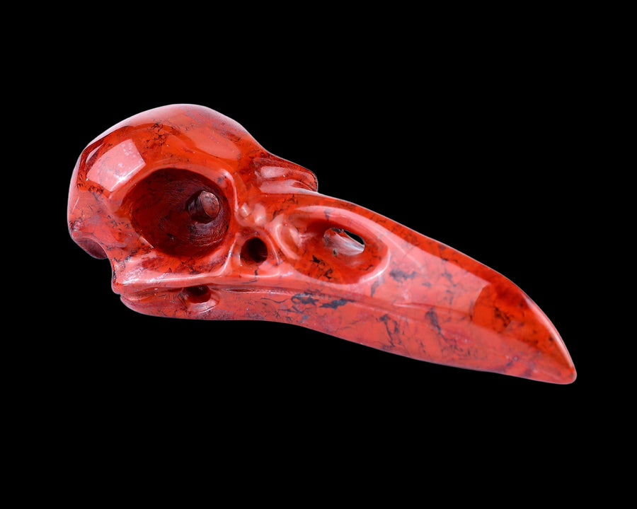 5.0" Red Jasper Carved Crystal Raven Skull