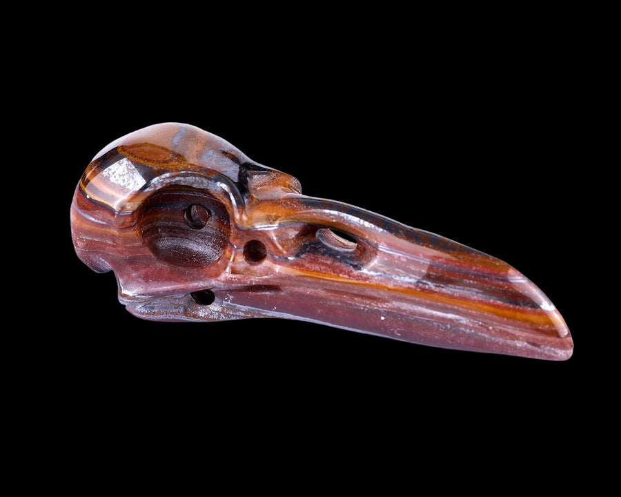 5.0" Tiger Iron Hand Carved Raven Skull