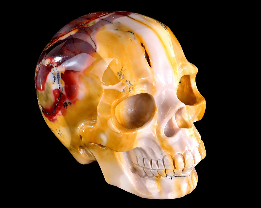 5.0" Colorful Mocha Agate Hand Carved Realistic Skull