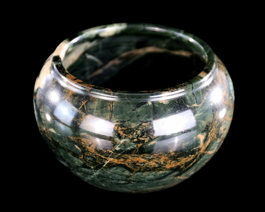 5.0" Nine Dragon Jade Hand Carved Crystal Tea Bowl