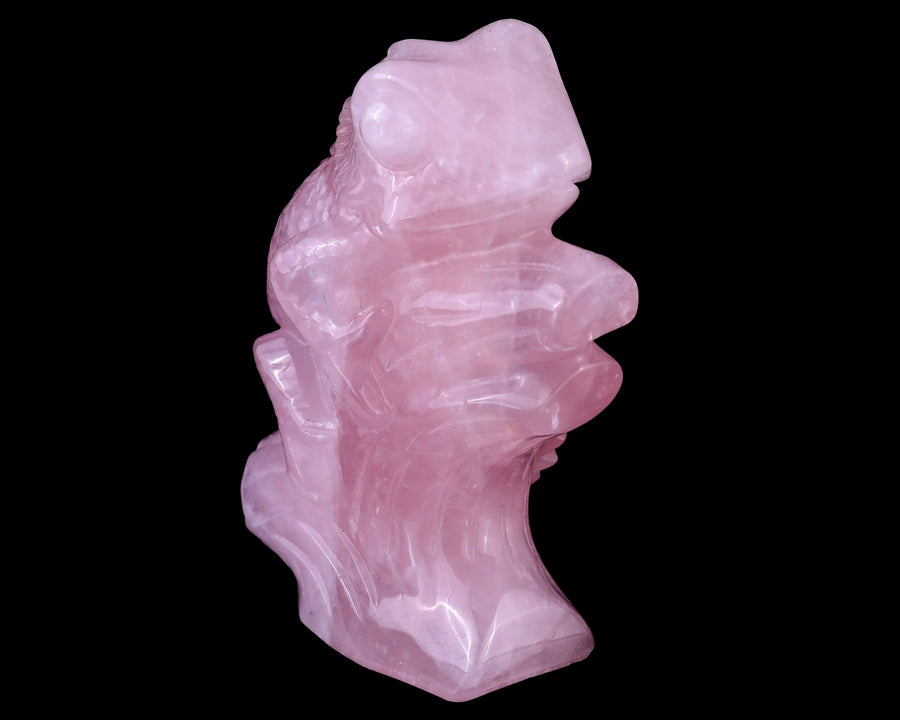 5.0" Rose Quartz Hand Carved Crystal Lizard