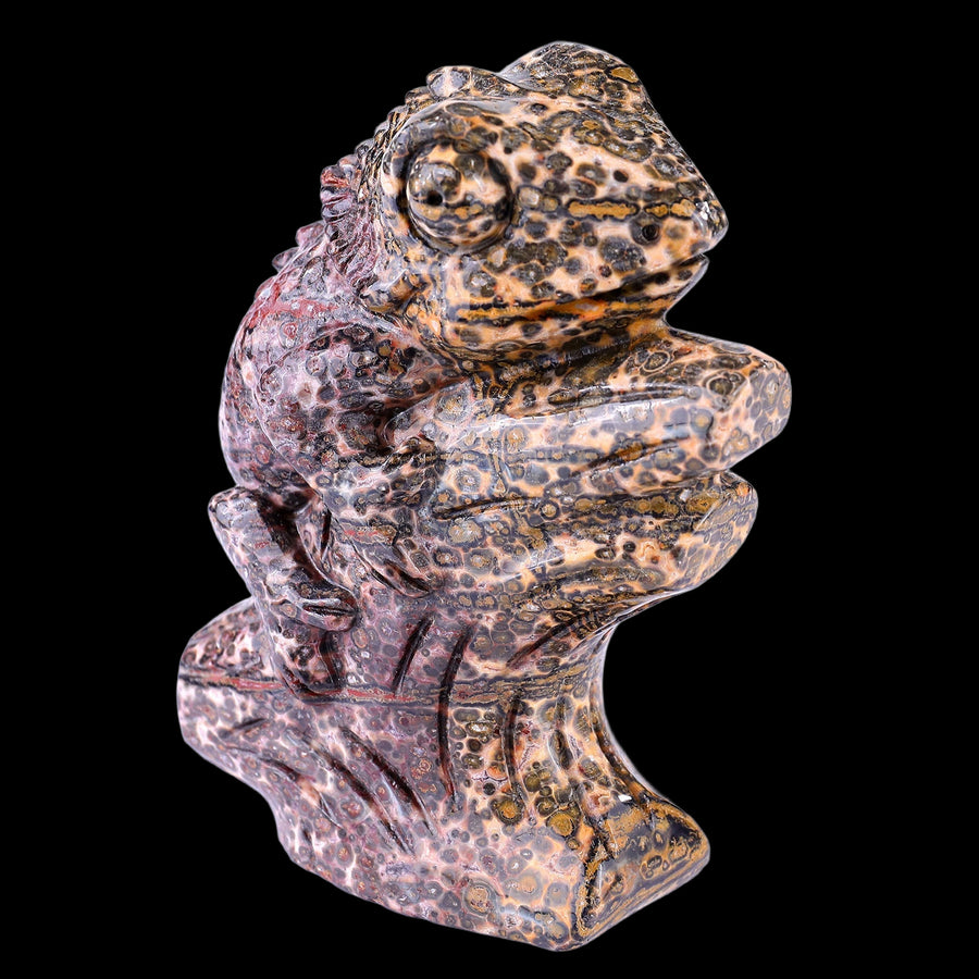 5.1" Leopard Skin Jasper Hand Carved Crystal Lizard
