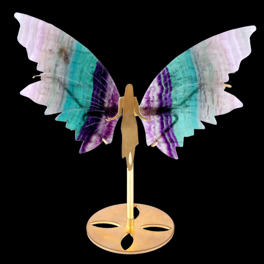 5.2" Fluorite Hand Carved Crystal Spirit Wings
