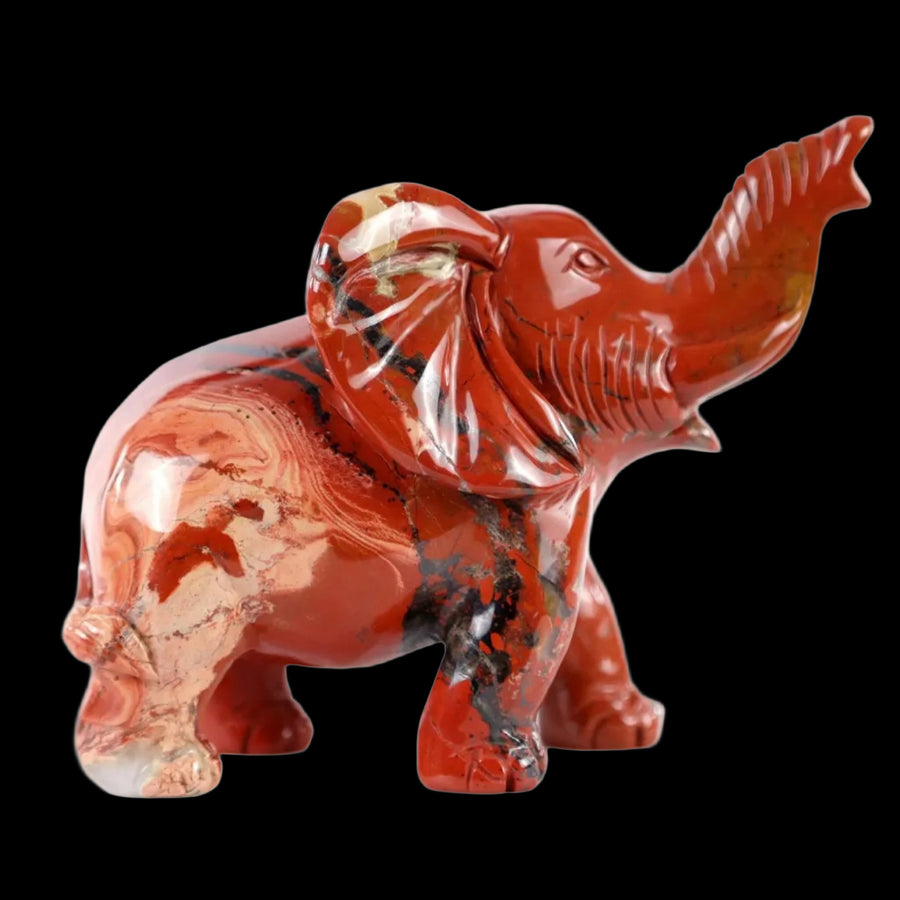 5.2" Red Jasper Hand Carved Crystal Elephant