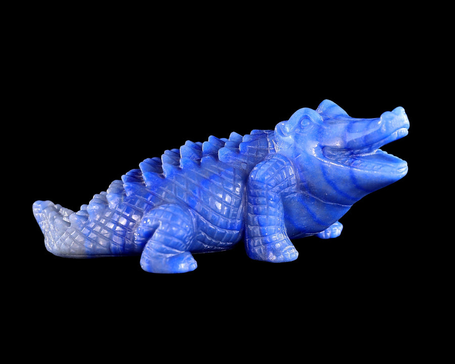 5.3" Blue Aventurine Hand Carved Crystal Crocodile | No.705