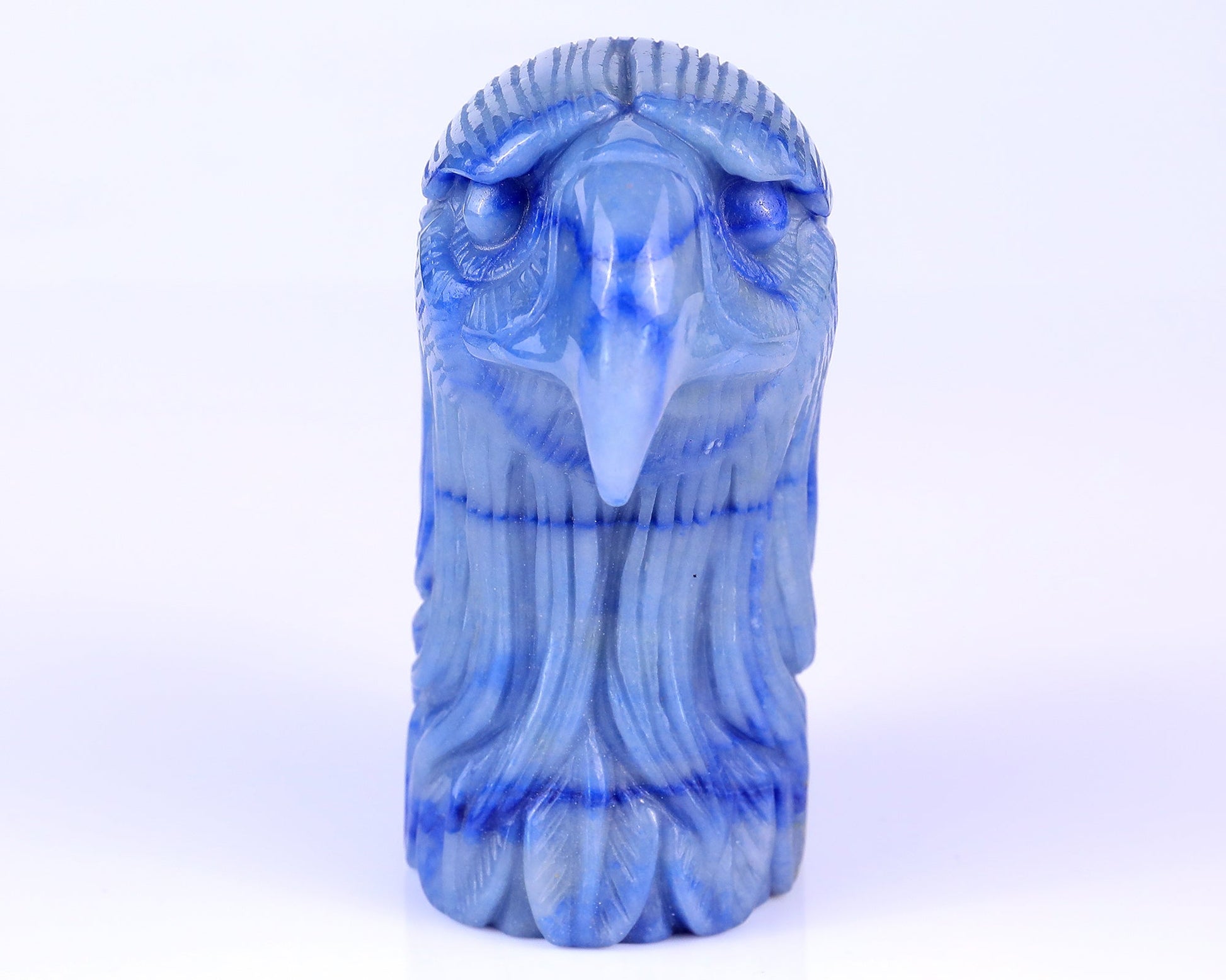 Kindred Vein 5.3" Blue Aventurine Hand Carved Eagle Head Sculpture (SKU: 4100057) - Photo 2