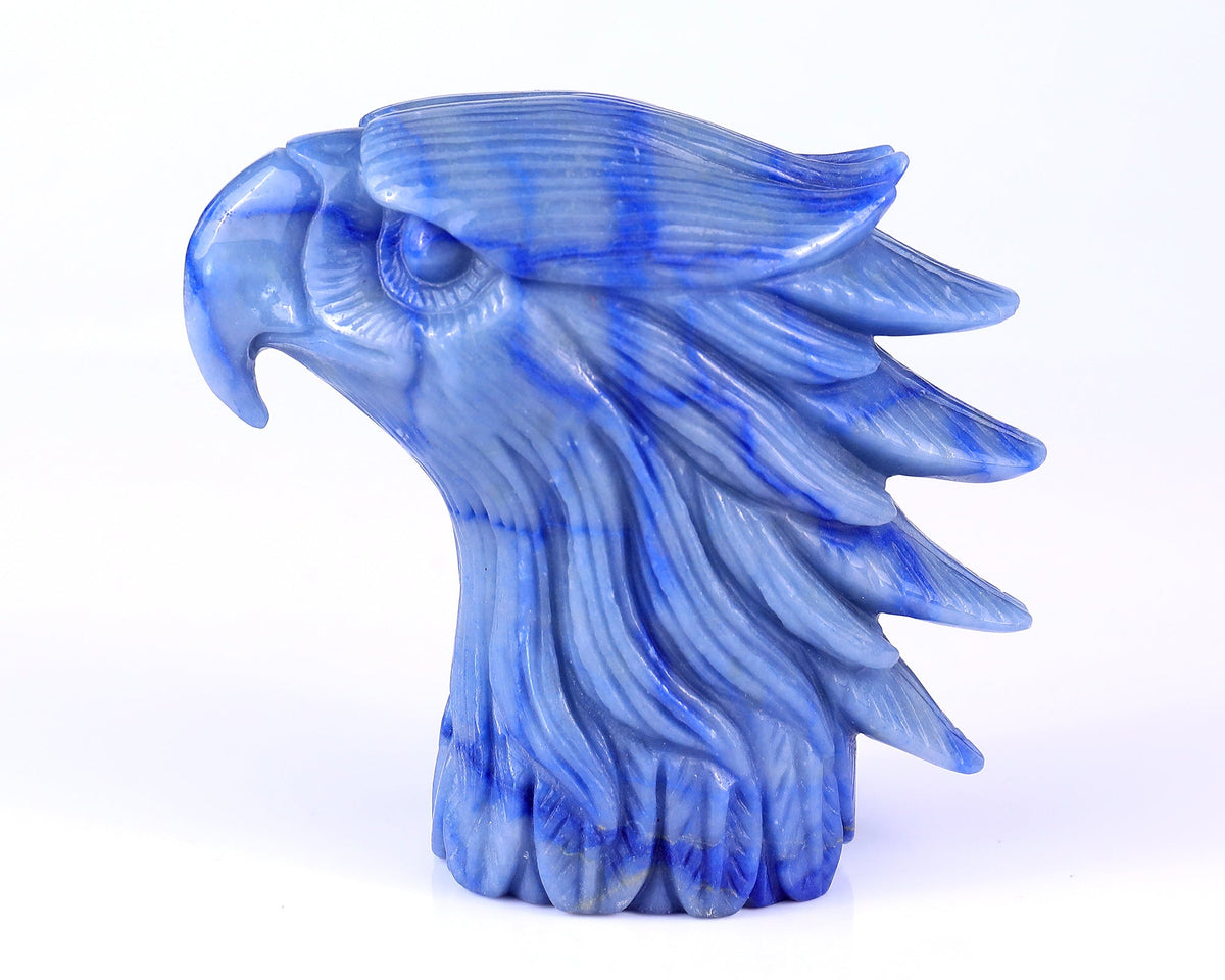 Kindred Vein 5.3" Blue Aventurine Hand Carved Eagle Head Sculpture (SKU: 4100057) - Photo 4