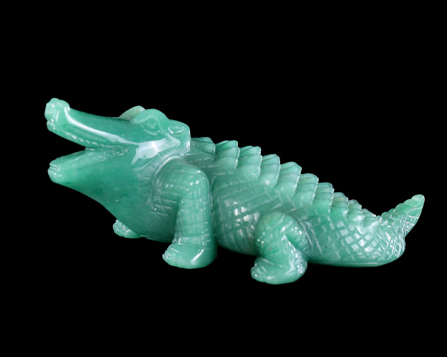 5.3" Green Aventurine Hand Carved Crocodile