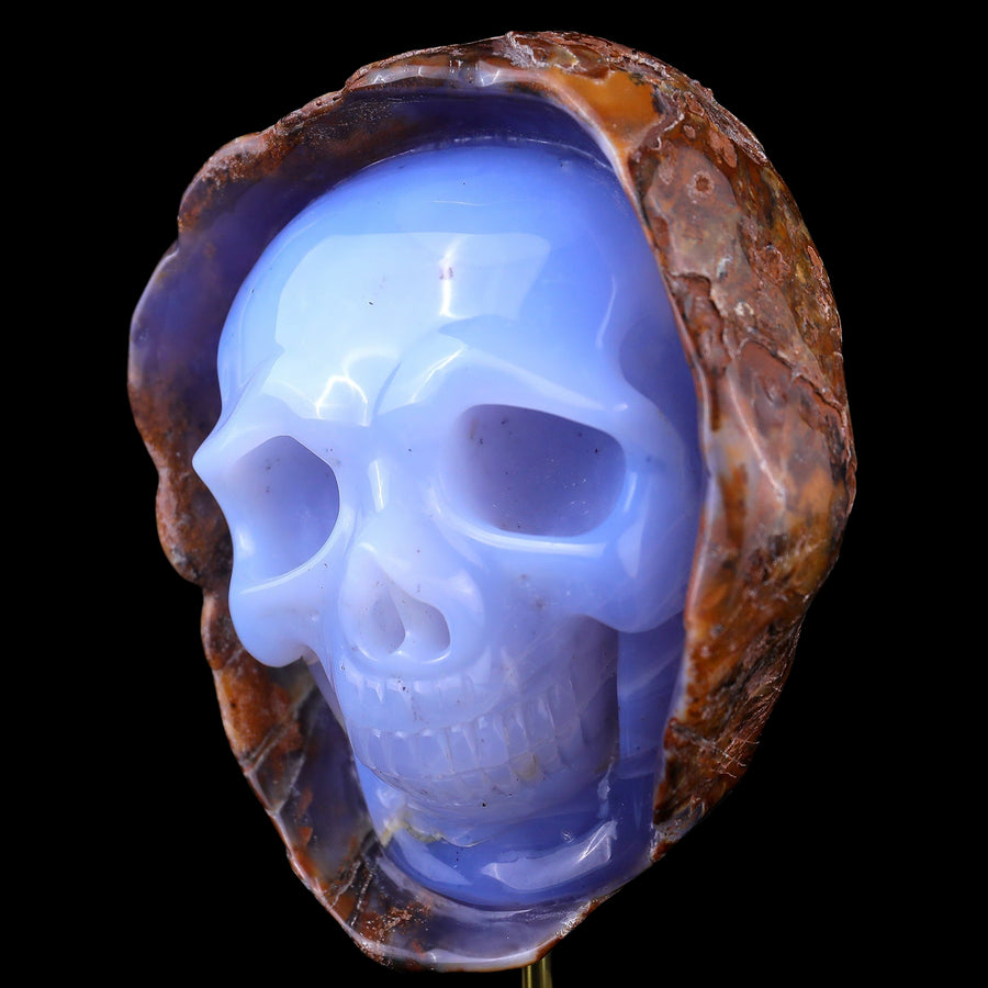 5.4" Blue Chalcedony Hand Carved Skull