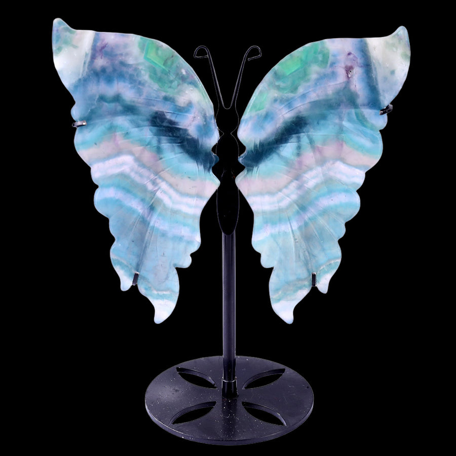 5.5" Fluorite Hand Carved Crystal Butterfly Wings