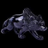 5.9" Black Obsidian Hand Carved Crystal Wolf